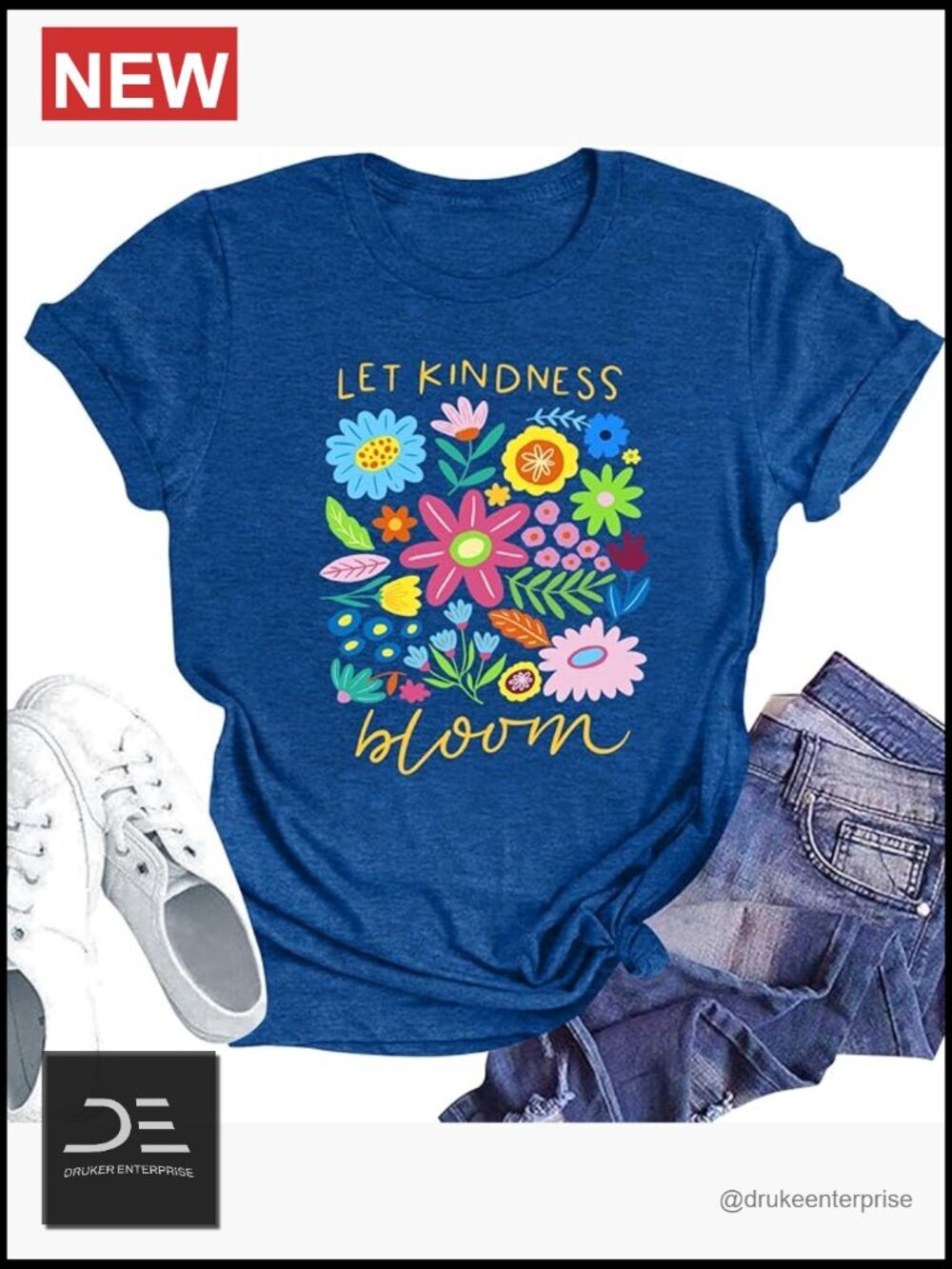 Be Kind Vintage Flower Graphic T-Shirt Women Loose Fit Crewneck Tee